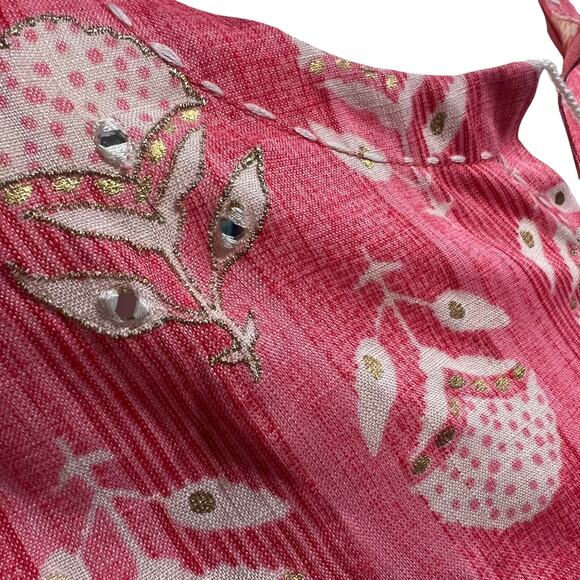 CherryRed Dina Designs Coral Pink Embellished Tunic Dress L40 - Picture 7 of 9